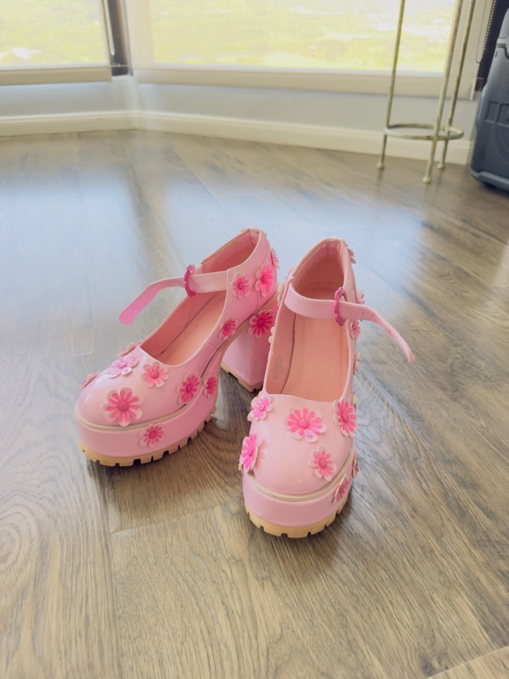 Dolls Kill Pink Floral Patent Platform Mary Janes - Picture 8 of 10
